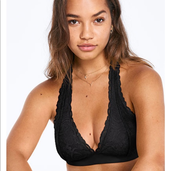 PINK Victoria's Secret Other - VS Pink Black Lace Halter Bralette